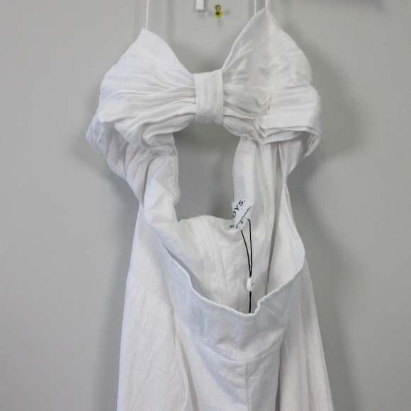 SNDYS Boat Jumpsuit Women S White 100% Cotton Halter Bow Cutout Preppy Chic 318 - Picture 10 of 12
